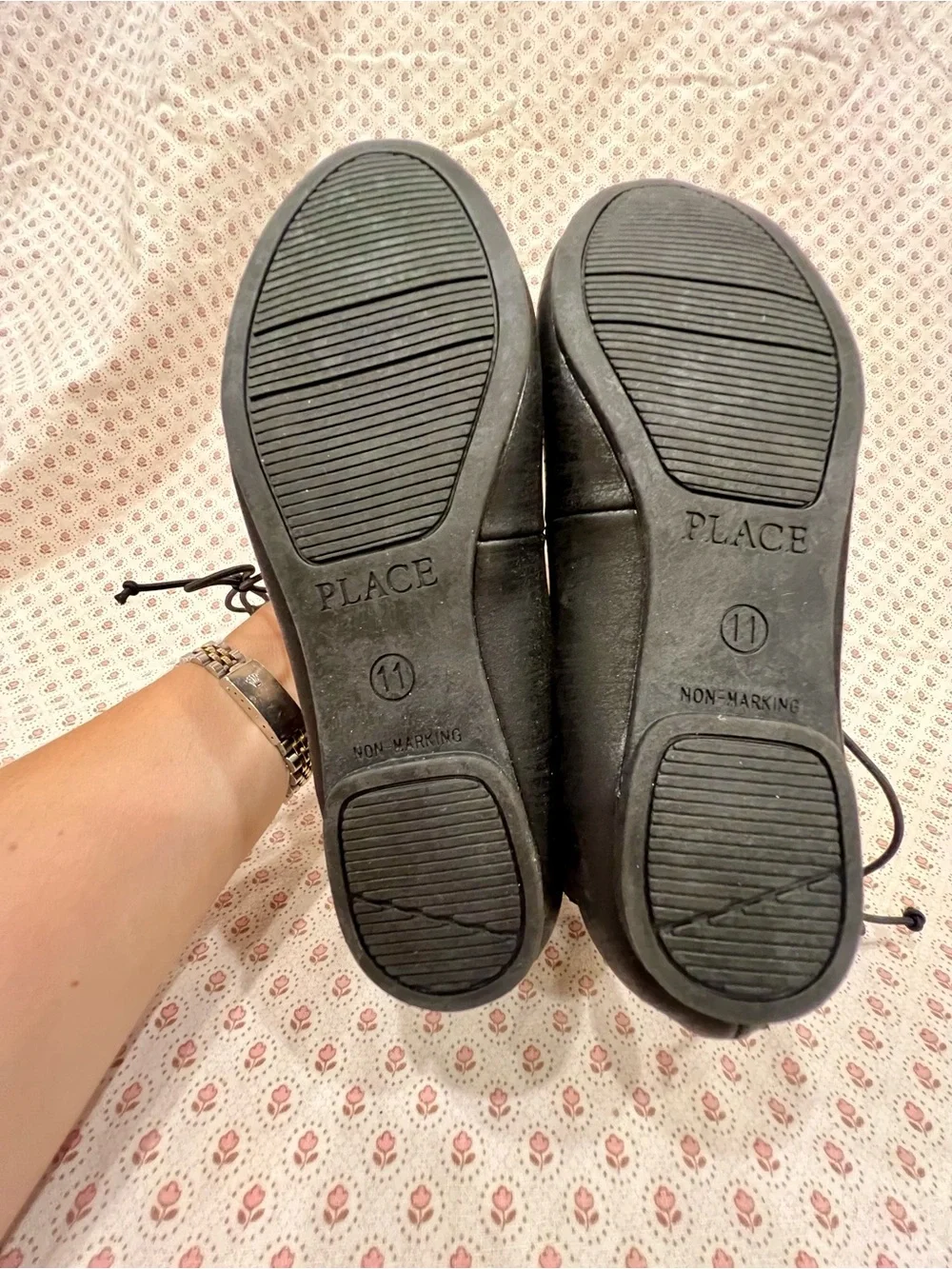 The Children's Place Black Lace-Up Ballet Flats